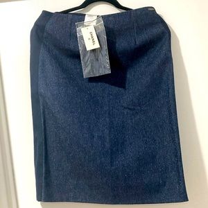 NWT Chanel Skirt sparkling denim EU 40 new with tags & extra fabric!